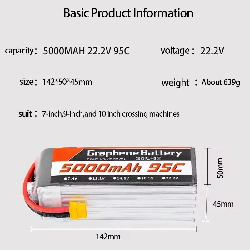Bateria Lipo 95C 22.2V 6S 5000 - 6S Lipo Battery 22.2V 5000Mah avaliação e preço
